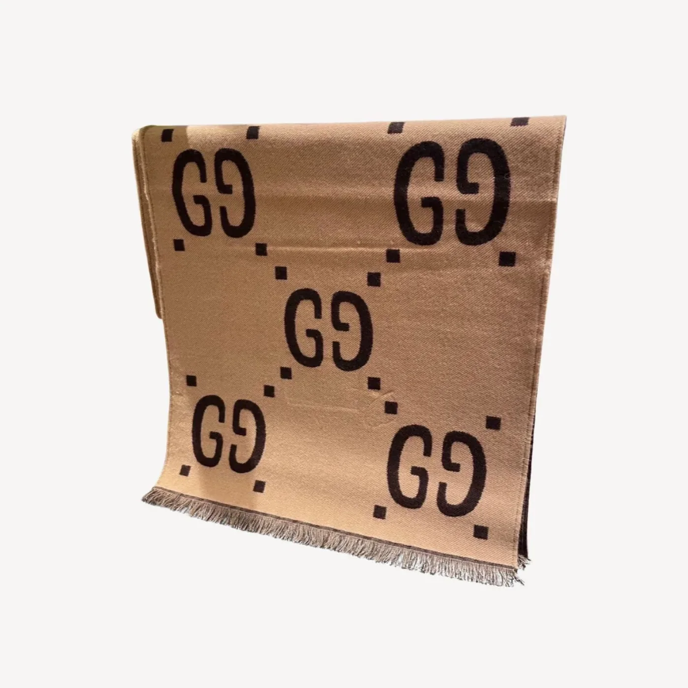 Gucci Wool Silk Scarf Beige