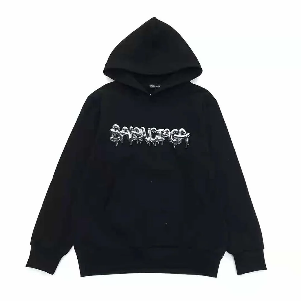 Balenciaga Hoodie Wide Fit in Black Heavy Fleece for Men Balenciaga Hoodie Wide Fit in Black Heavy Fleece for Men
