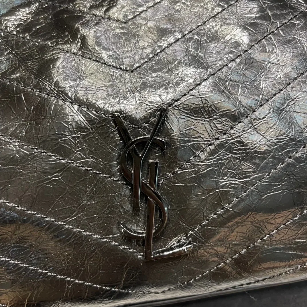 Saint Laurent Niki Shopping Medium Tote Bag in Black Silver Hardware