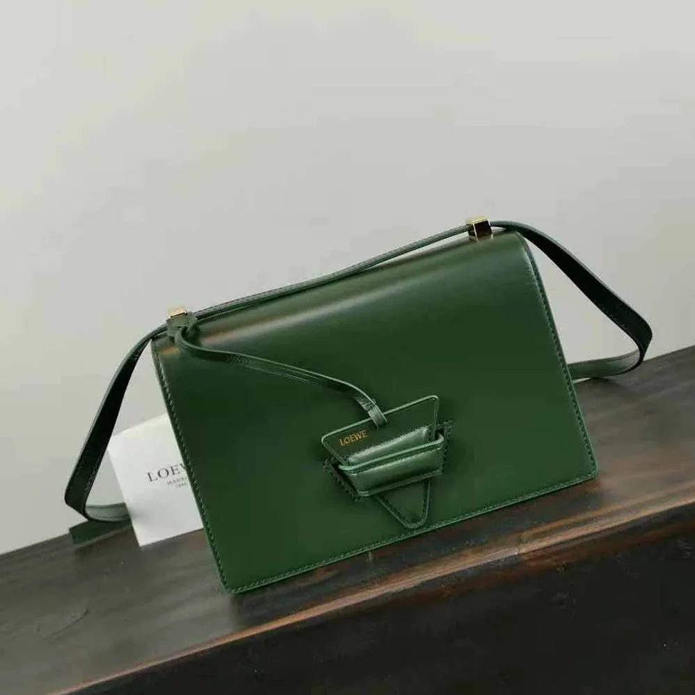 Loewe Barcelona Bag in Silk Calfskin for Women in Green