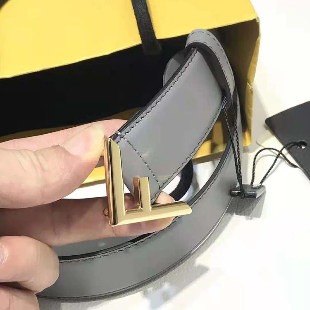 Fendi Gray Leather Belt for Women