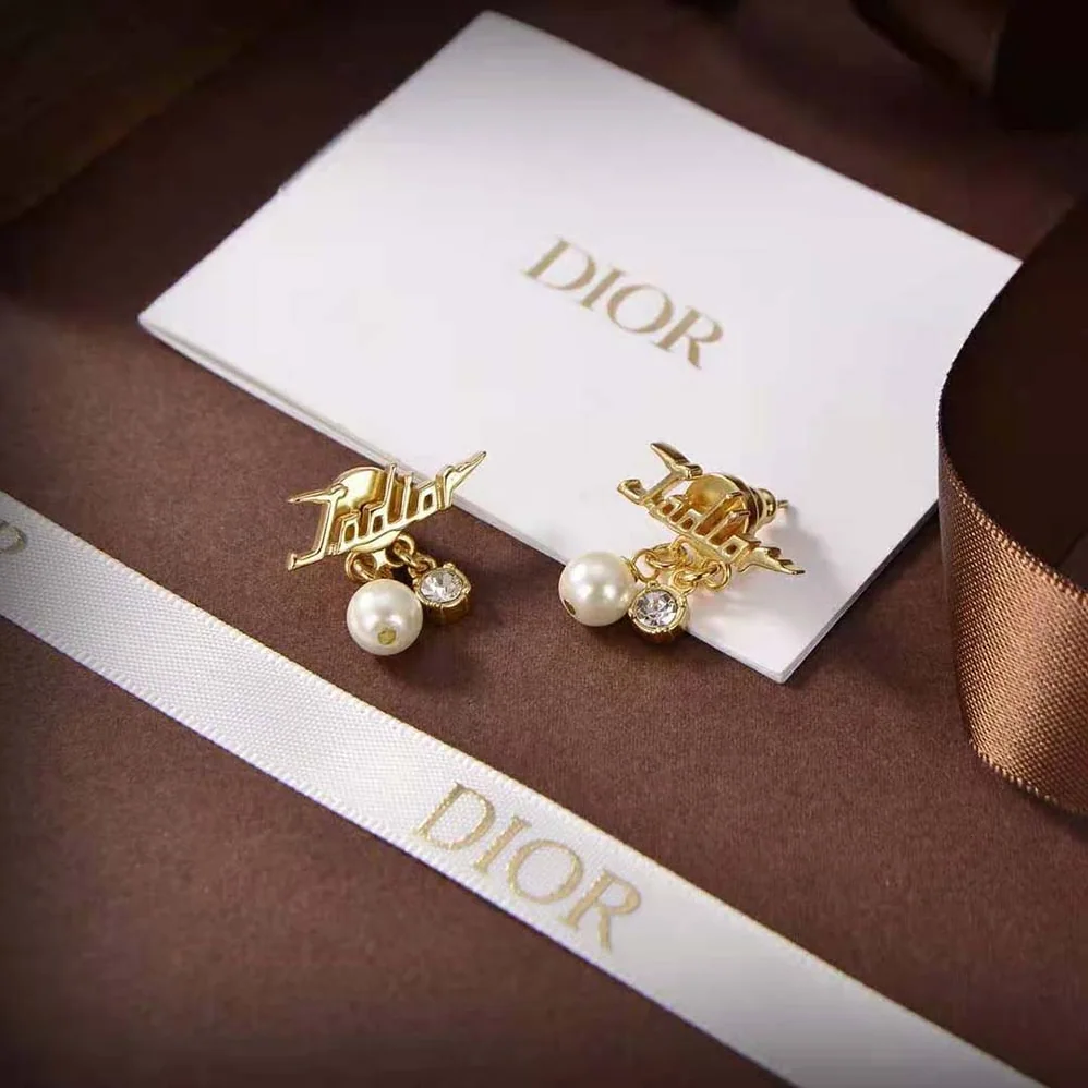 Dior J'Adior Earrings Gold-Finish Metal and White Resin Pearls for Women Dior J'Adior Earrings Gold-Finish Metal and White Resin Pearls for Women