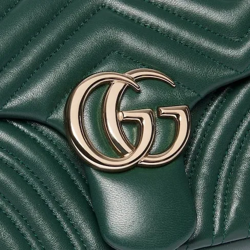 Gucci Marmont Medium Shoulder Bag in Green Light Gold Hardware