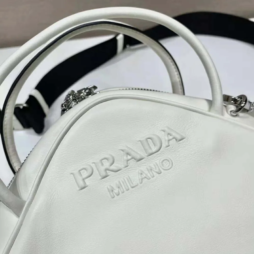 Prada Leather Prada Triangle Bag for Women in White Prada Leather Prada Triangle Bag for Women in White