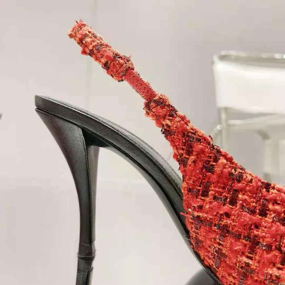 Saint Laurent YSL Vesper Slingback Pumps in Saint Laurent Tweed for Women