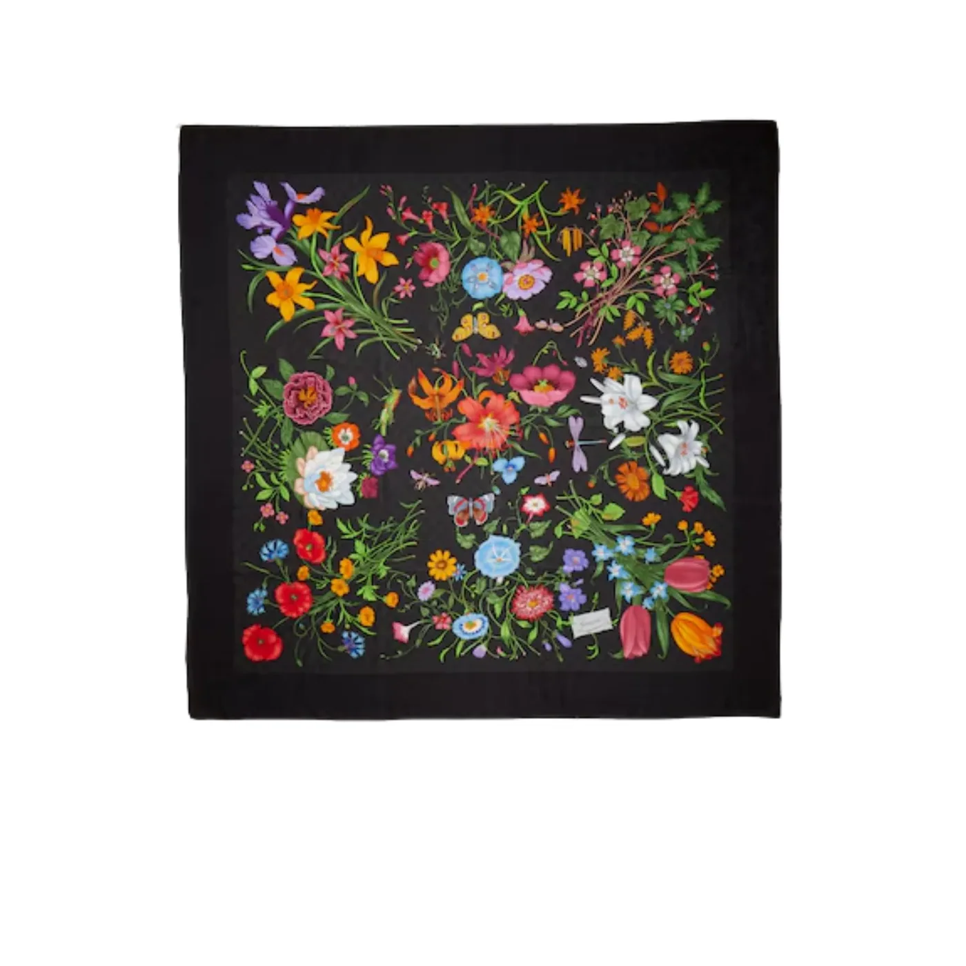 Gucci Printed GG Wool Silk Shawl Scarf Black in Multicolor