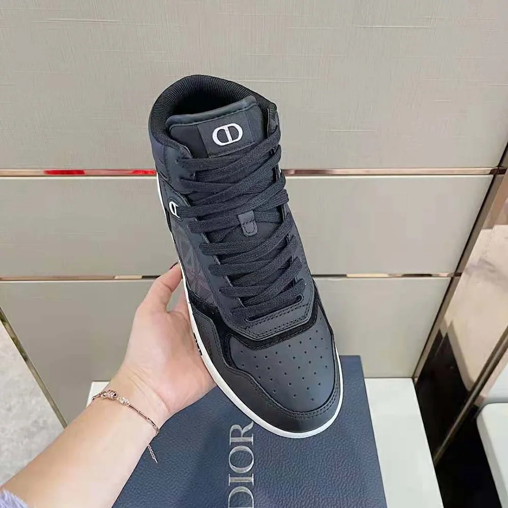 Dior B27 High-Top Sneaker Black Smooth Calfskin and CD Diamond Canvas for Men