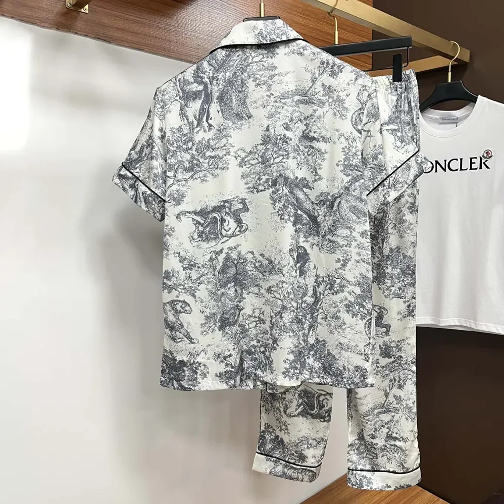 Dior Chez Moi Short for Women in Sleeved Silk Pajama Set