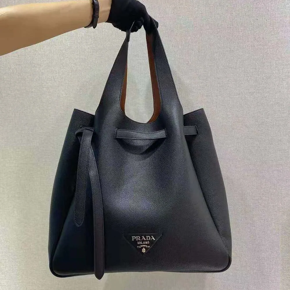 Prada Soft Leather Tote for Women in Black Prada Soft Leather Tote for Women in Black