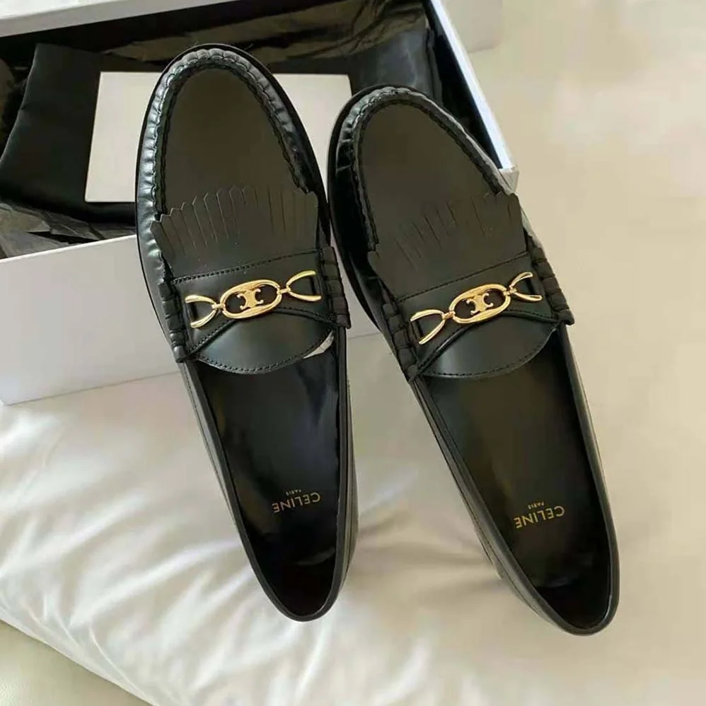 Celine Luco Maillon Triomphe Loafer in Polished Calfskin for Women