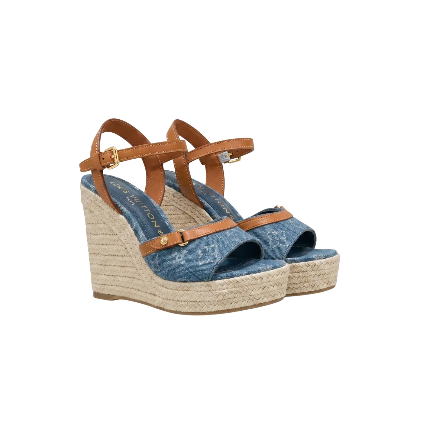 Louis Vuitton Helios Wedge Sandals Blue 1ACIZV Louis Vuitton Helios Wedge Sandals Blue 1ACIZV