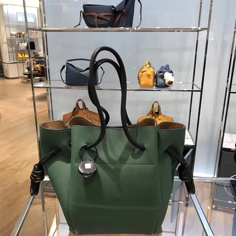 Loewe Flamenco Knot Tote Small Bag Forest Green for Women in Black
