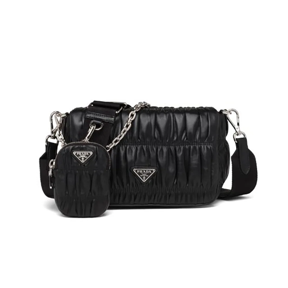 Prada Gaufre Nappa Leather Shoulder Bag for Women in Black