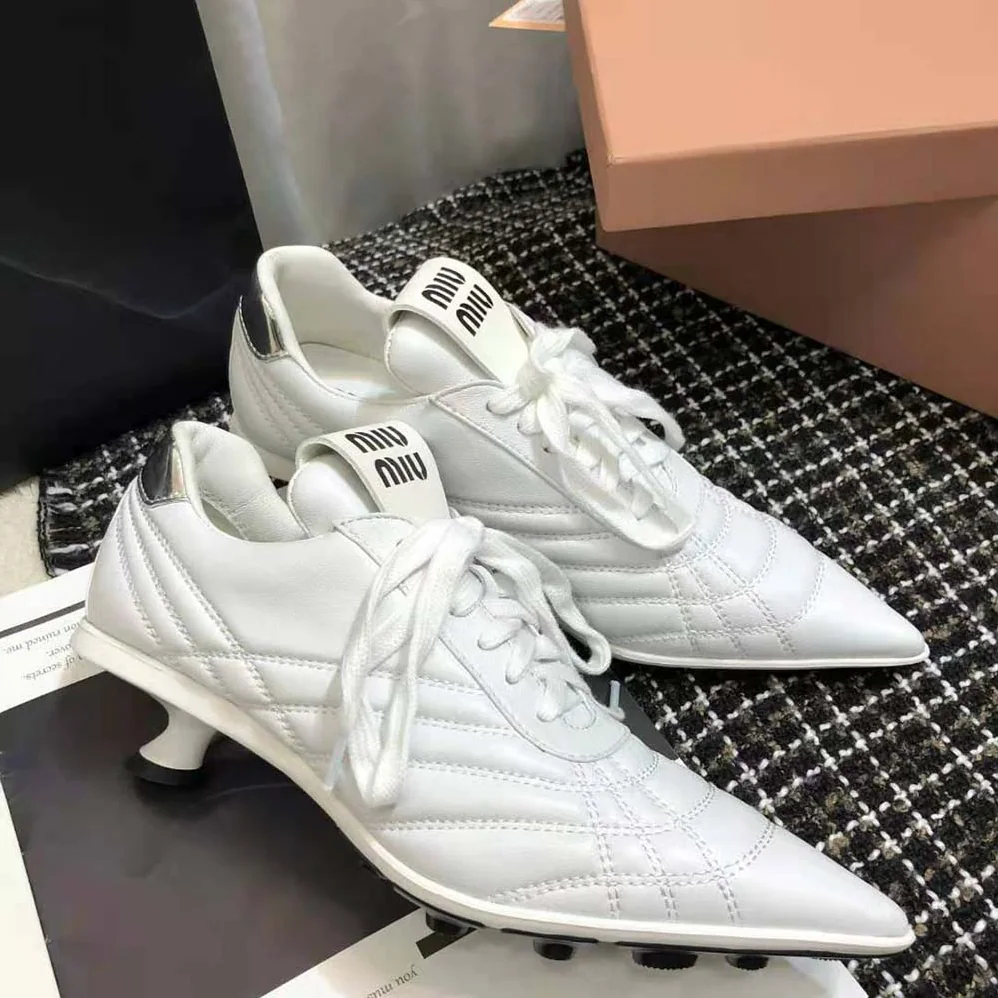 Miu Miu Nappa Leather Mid-heel Sneakers for Women in White