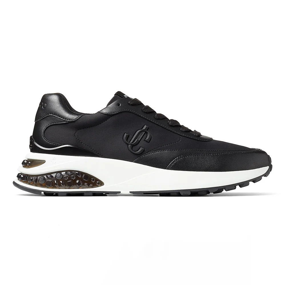 Jimmy Choo Memphis Lace UP/M Black Neoprene and Leather Low for Women in Top Trainers