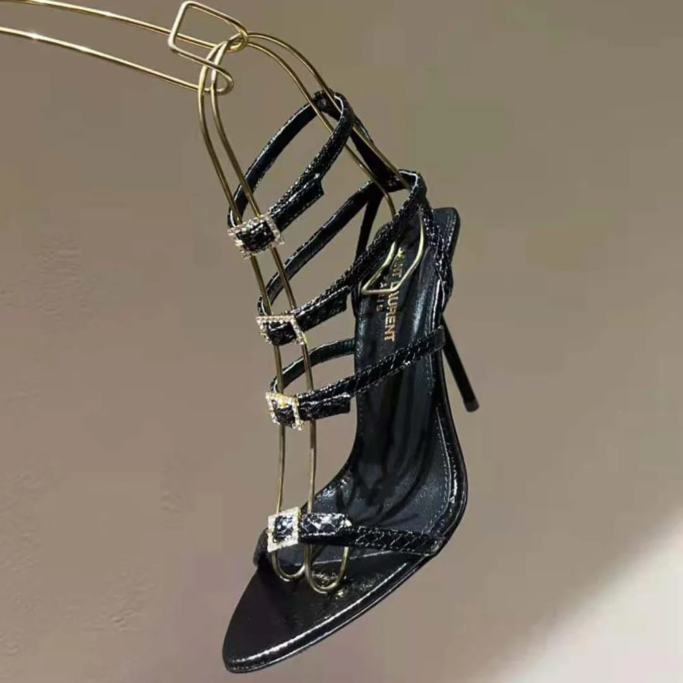 Saint Laurent YSL Nuit Sandals in Lacquered Ayers for Women Saint Laurent YSL Nuit Sandals in Lacquered Ayers for Women