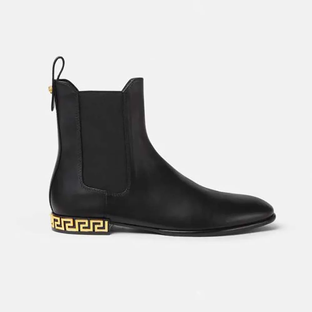 Versace Greca Chelsea Boots in Calf leather for Women in Black