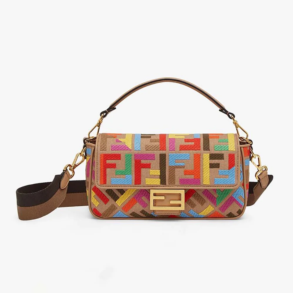 Fendi Baguette Multicolor FF Canvas Bag for Women