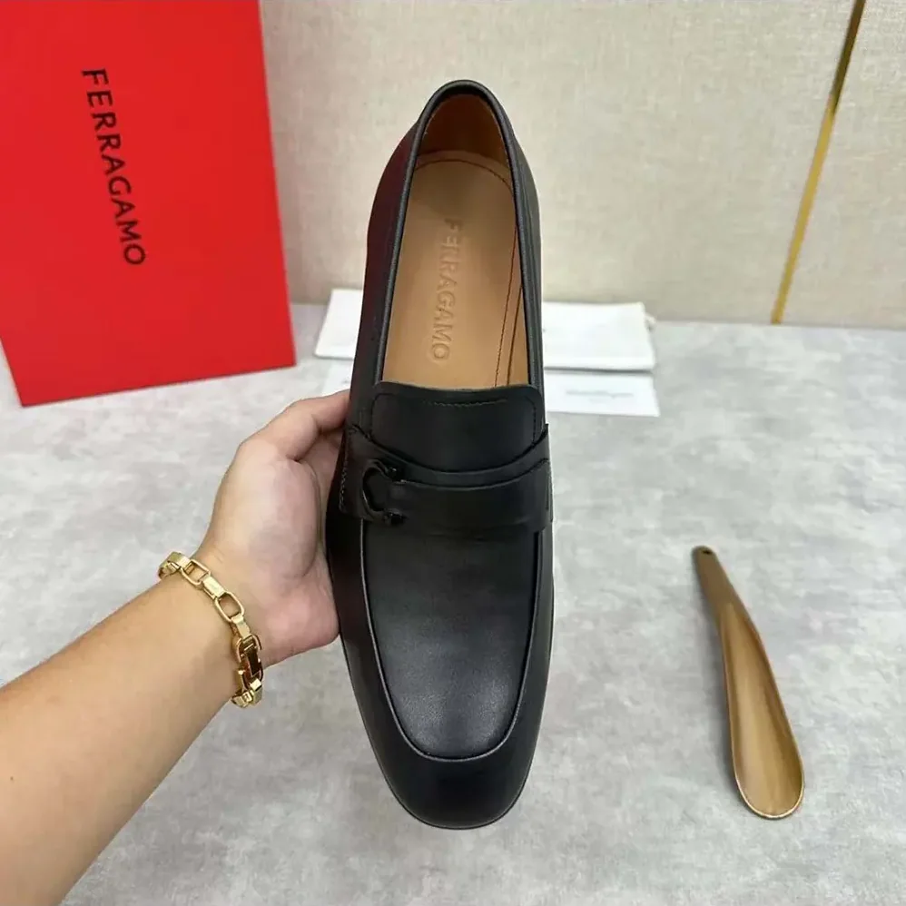 Salvatore Ferragamo Moccasin with Gancini Ornament for Men Salvatore Ferragamo Moccasin with Gancini Ornament for Men