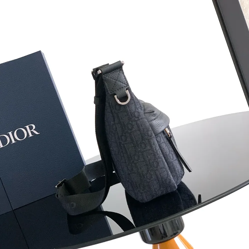 Dior Small Rider Soft Hobo Bag Black Dior Oblique Jacquard and Black Grained Calfskin for Men Dior Small Rider Soft Hobo Bag Black Dior Oblique Jacquard and Black Grained Calfskin for Men