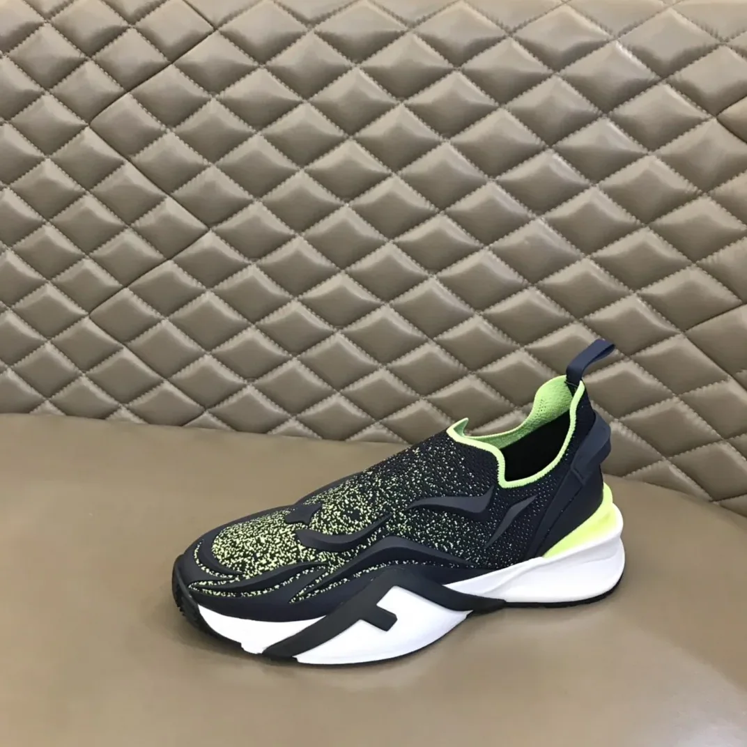FD Fendi Flow Running Sneakers Black And Green FD Fendi Flow Running Sneakers Black And Green