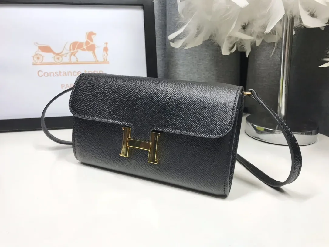 Hermes Constance Togo Long Wallet Black Gold Hardware Hermes Constance Togo Long Wallet Black Gold Hardware