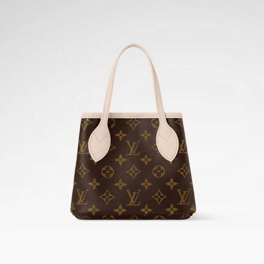 Louis Vuitton Neverfull Bandouliere Inside Out BB Tote Bag in Limestone Gold Hardware
