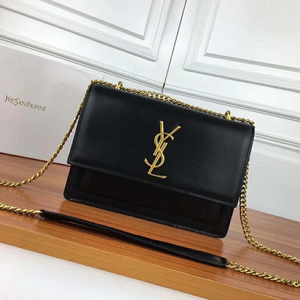 Saint Laurent YSL Sunset Medium in Smooth Leather for Women in Black Saint Laurent YSL Sunset Medium in Smooth Leather for Women in Black