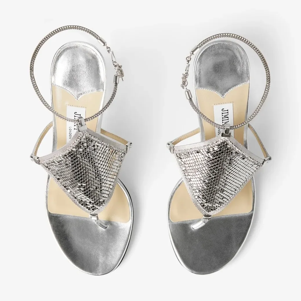 Jimmy Choo Metal Mesh Thong 85 Silver 2000THEMETALMESHMNA Jimmy Choo Metal Mesh Thong 85 Silver 2000THEMETALMESHMNA