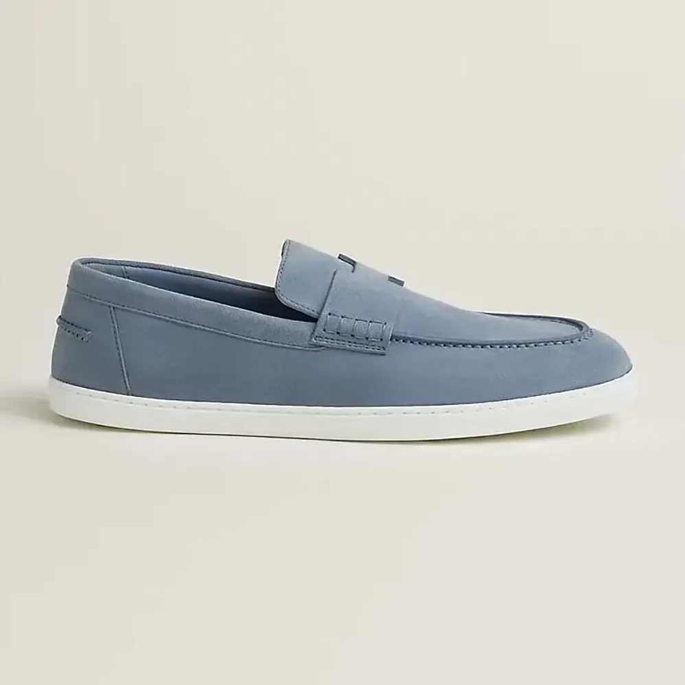 Hermes Job Loafer Blue Lambskin Insole and Lining for Men