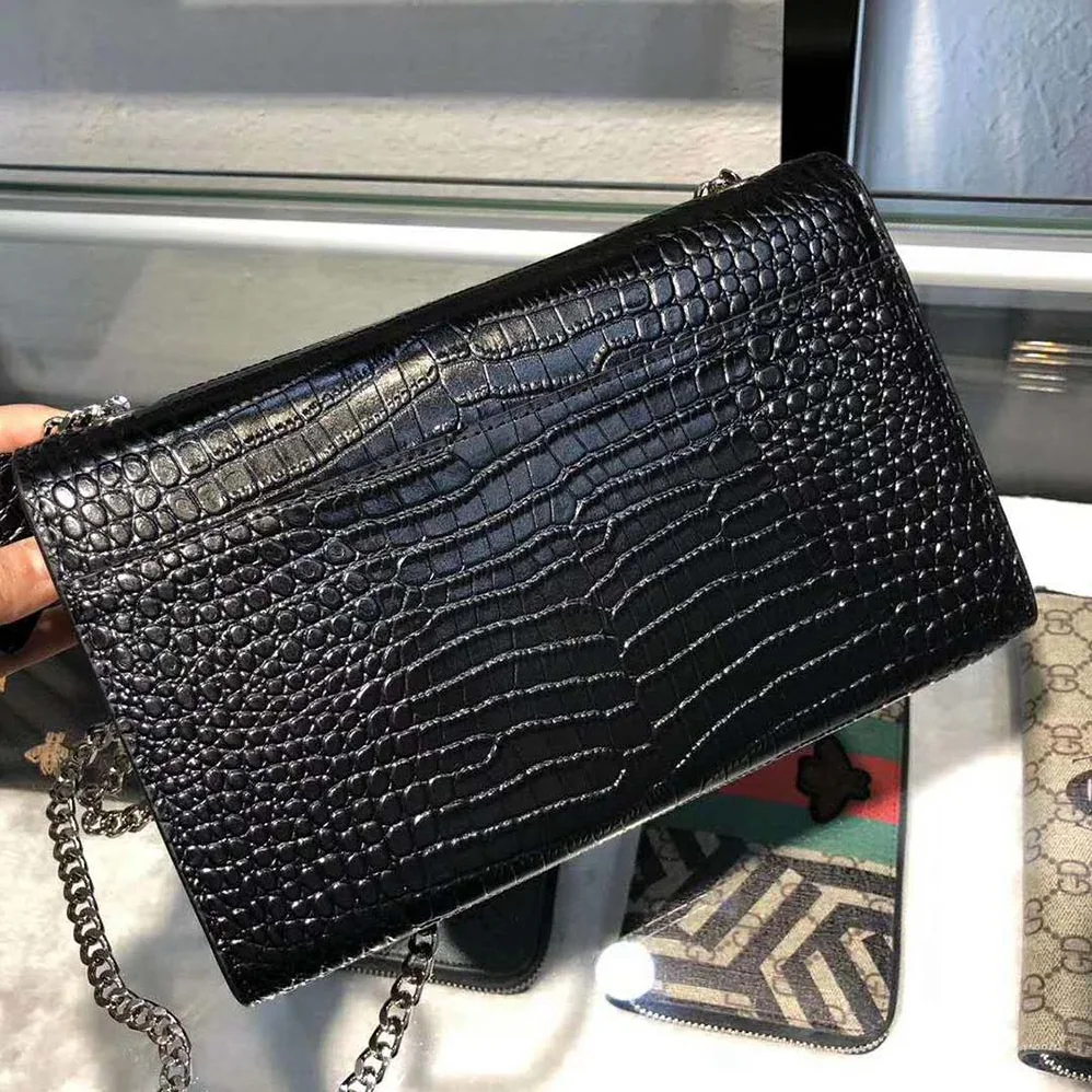 Saint Laurent YSL Kate Small Tassel Crocodile Embossed Leather for Women in Black