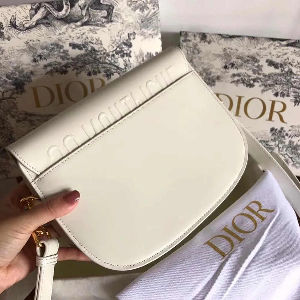 Dior Medium Dior Bobby Bag Denim Box Calfskin for Women in White