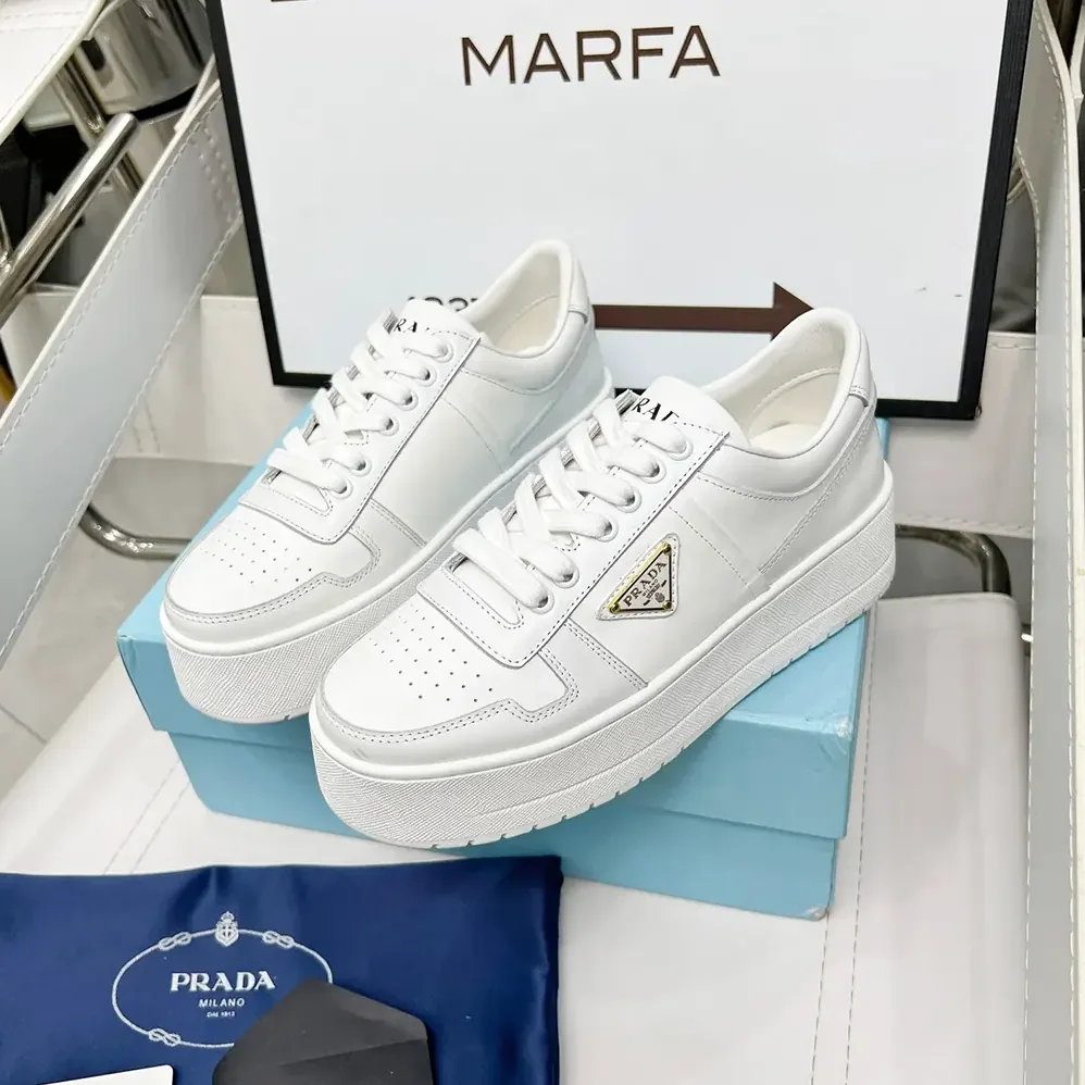 Prada Downtown Bold Leather Sneakers for Women