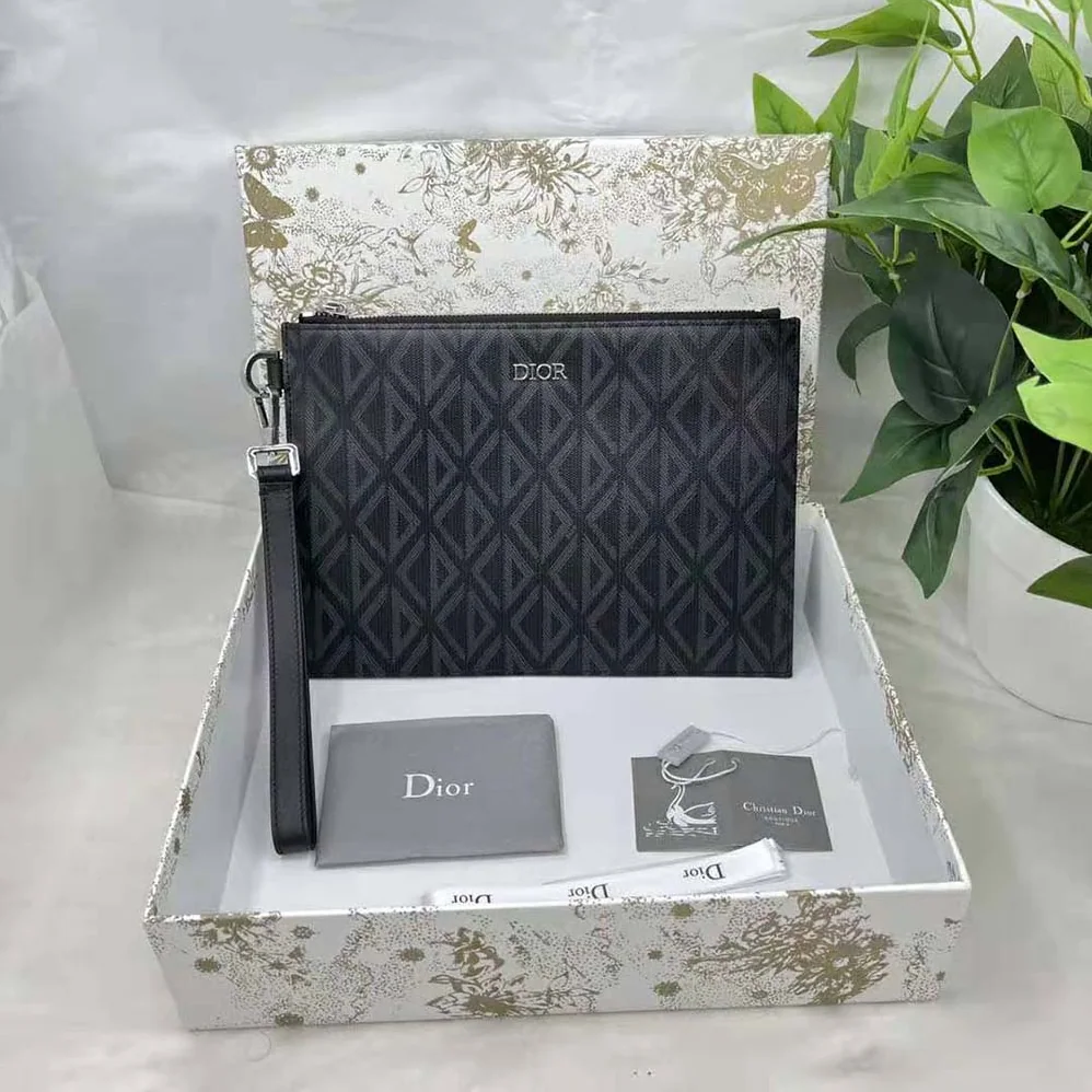 Dior A5 Pouch Black CD Diamond Canvas for Men Dior A5 Pouch Black CD Diamond Canvas for Men