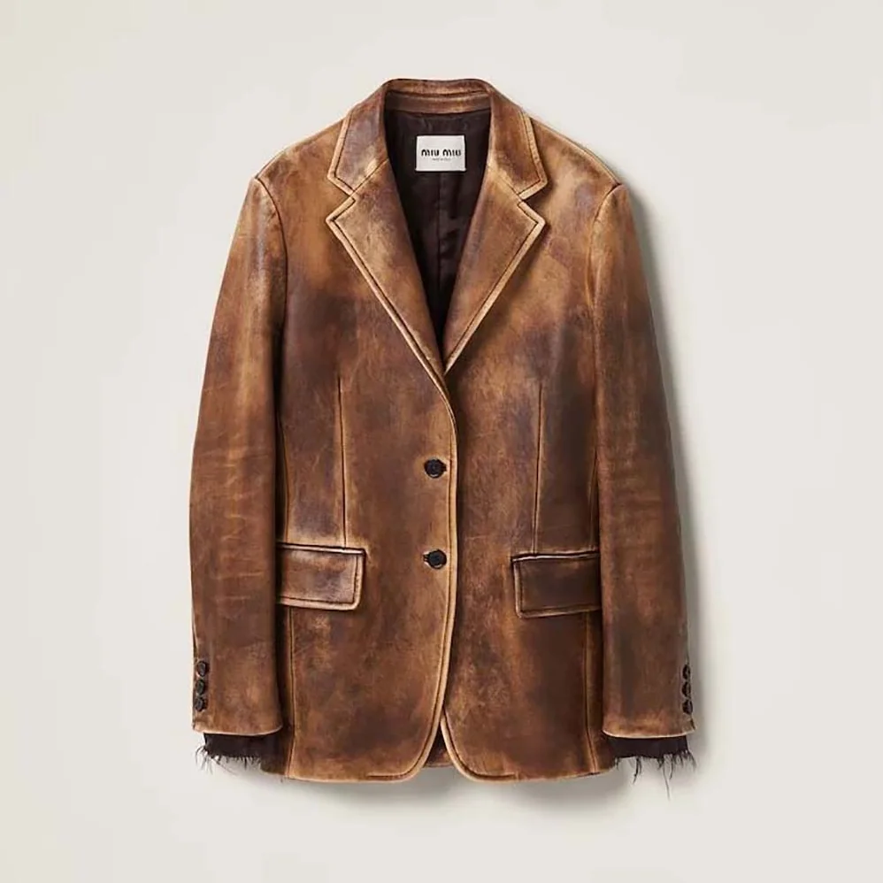 Miu Miu Nappa Leather Jacket with Hot for Women in stamped Logo Miu Miu Nappa Leather Jacket with Hot for Women in stamped Logo