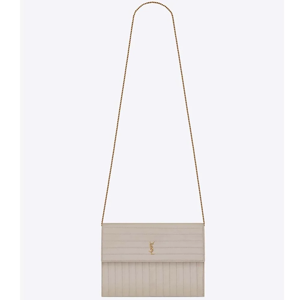 Saint Laurent YSL Victoire Chain Bag Crinkled Leather for Women in White Saint Laurent YSL Victoire Chain Bag Crinkled Leather for Women in White