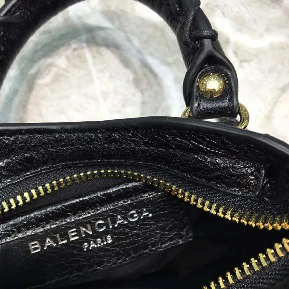 Balenciaga Classic Gold Mini City for Women in Black