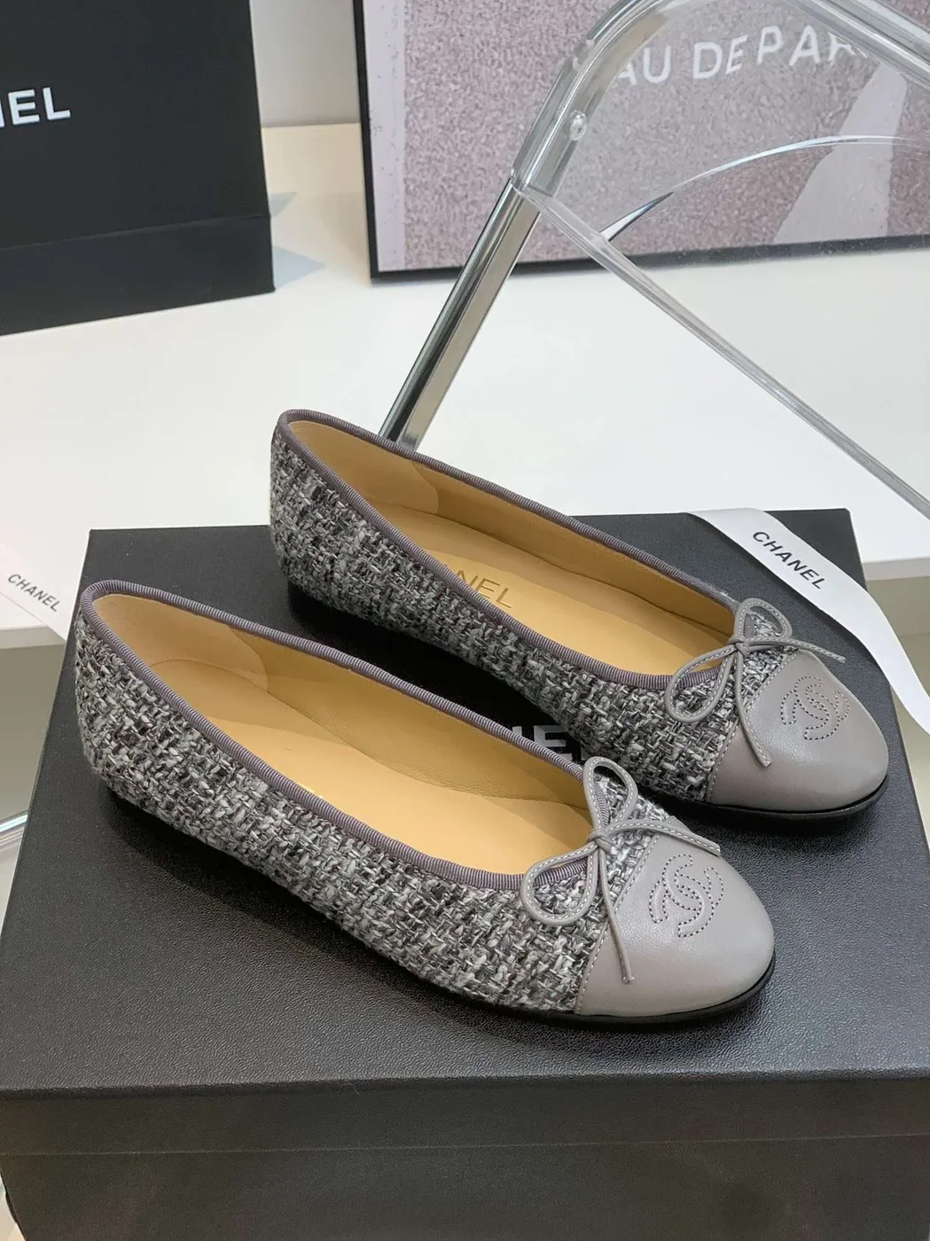 Chanel Ballet Flats Grey Chanel Ballet Flats Grey
