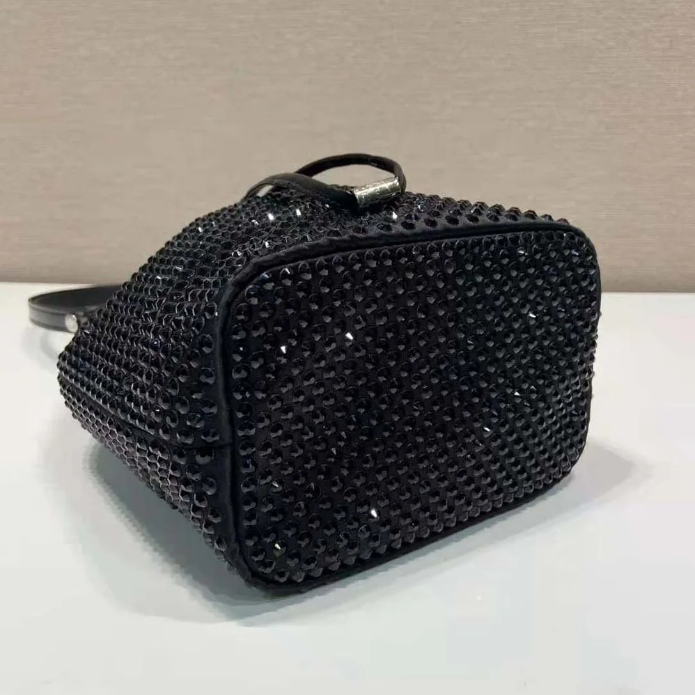 Prada Satin Mini-bag with Crystals for Women in Black Prada Satin Mini-bag with Crystals for Women in Black