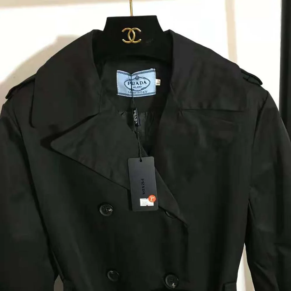 Prada Re-Nylon Gabardine Trench Coat for Women in Black Prada Re-Nylon Gabardine Trench Coat for Women in Black