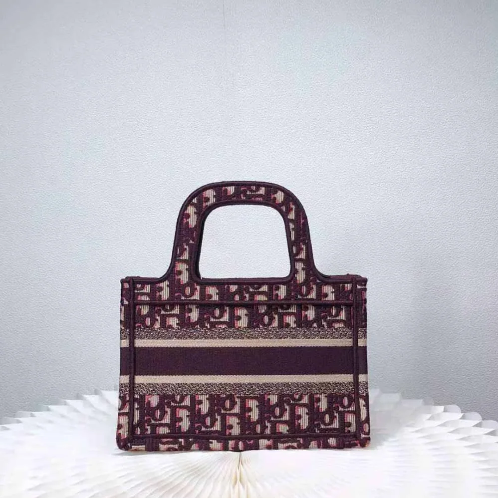 Dior Mini Dior Book Tote Burgundy Dior Oblique Embroidery for Women Dior Mini Dior Book Tote Burgundy Dior Oblique Embroidery for Women