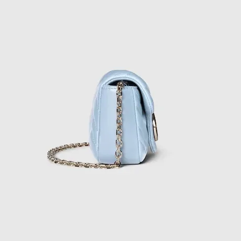 Gucci Marmont Mini Shoulder Bag in Light Blue Palladium Hardware