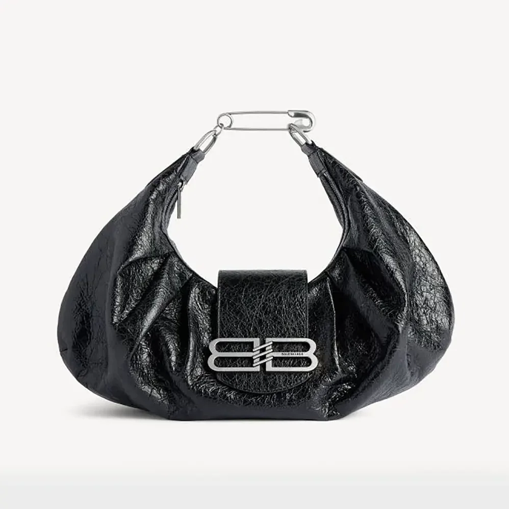 Balenciaga Pamela Shoulder Bag Medium in Black Arena lambskin for Women