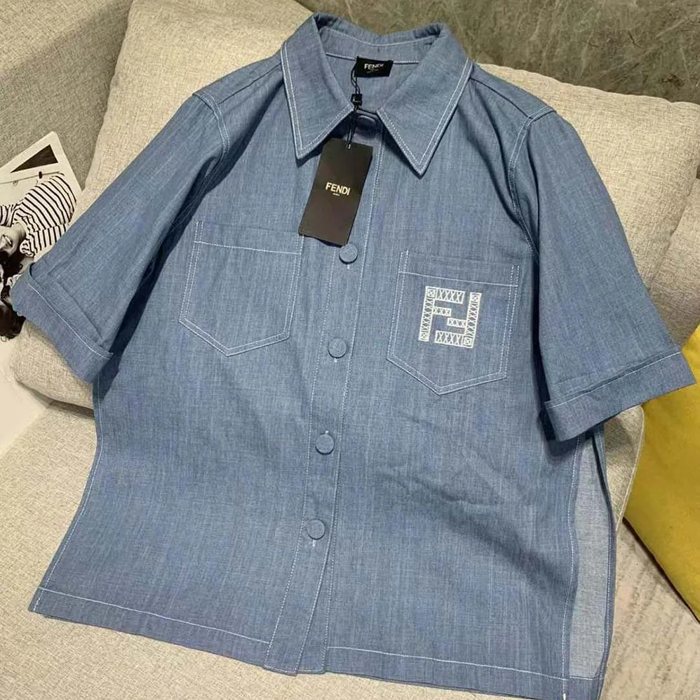 Fendi Light Blue Chambray Chirt for Women