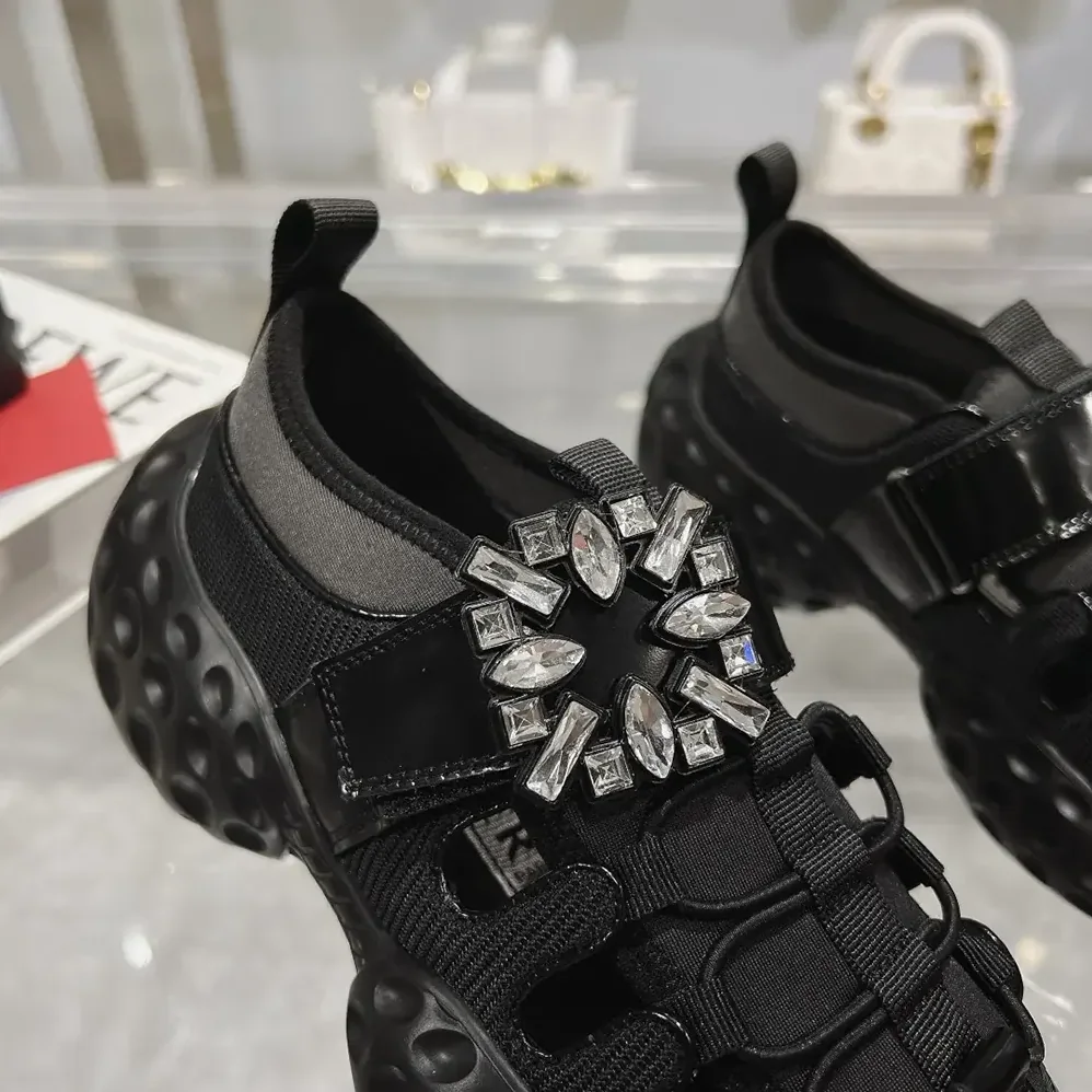 Roger Vivier Viv' Run Light Trekky Sneakers in Fabric for Women in Black Roger Vivier Viv' Run Light Trekky Sneakers in Fabric for Women in Black
