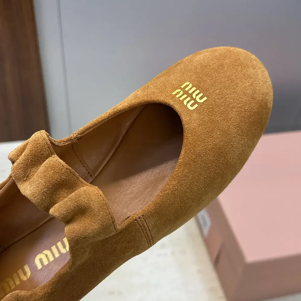 Miu Miu Ruches Suede Ballerinas for Women