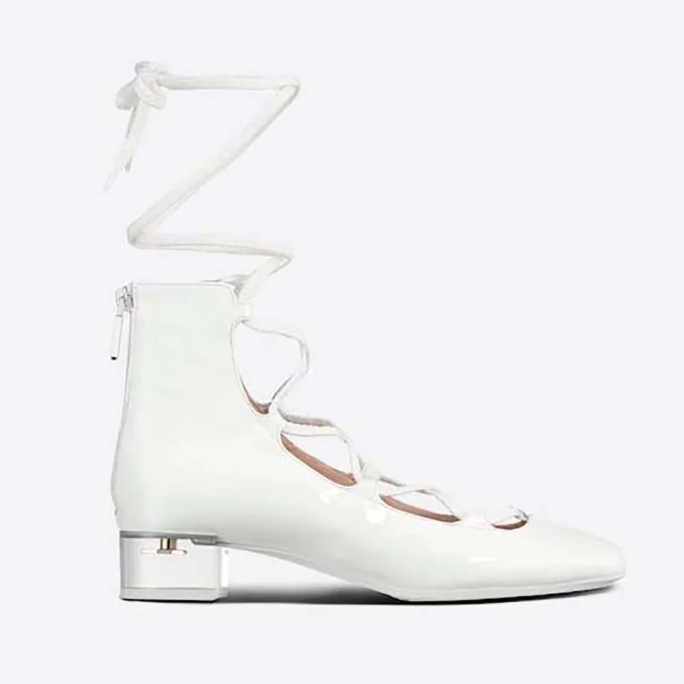 Dior Arty Lace-up Ankle Boot White Patent Calfskin for Women Dior Arty Lace-up Ankle Boot White Patent Calfskin for Women
