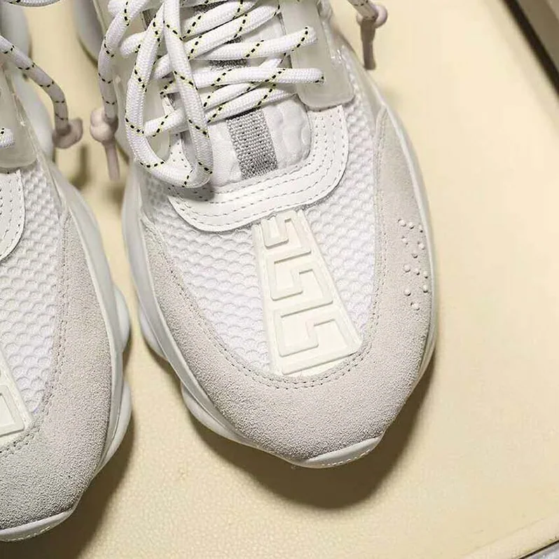 Versace Shoes Chain Reaction Sneakers for Unisex in White Versace Shoes Chain Reaction Sneakers for Unisex in White