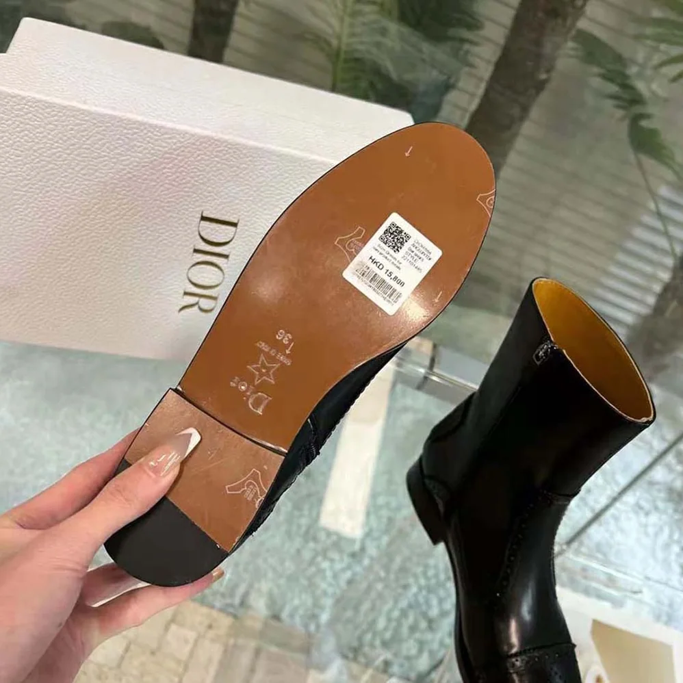 Dior D-Folk Heeled Ankle Boot Black Perforated Calfskin for Women Dior D-Folk Heeled Ankle Boot Black Perforated Calfskin for Women