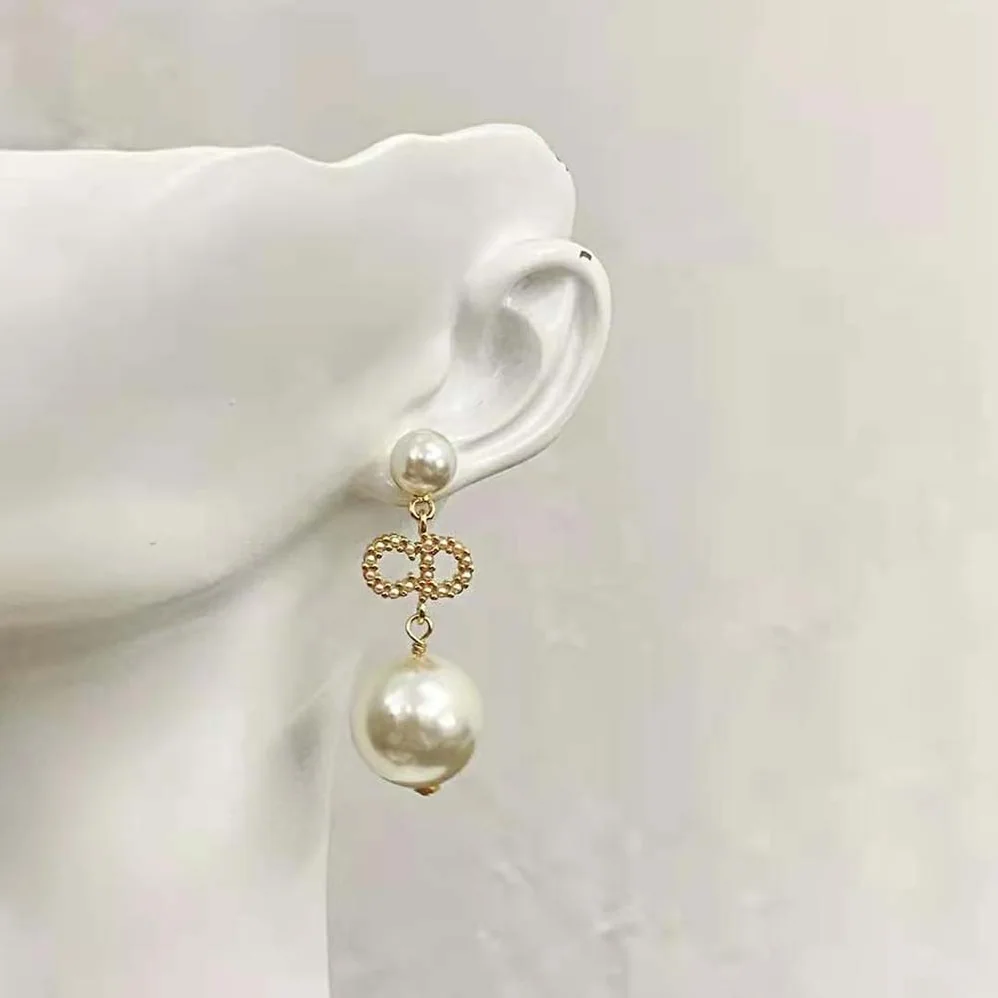 Dior Tribales Earrings Gold-Finish Metal, White Resin Pearls and White Crystals for Women